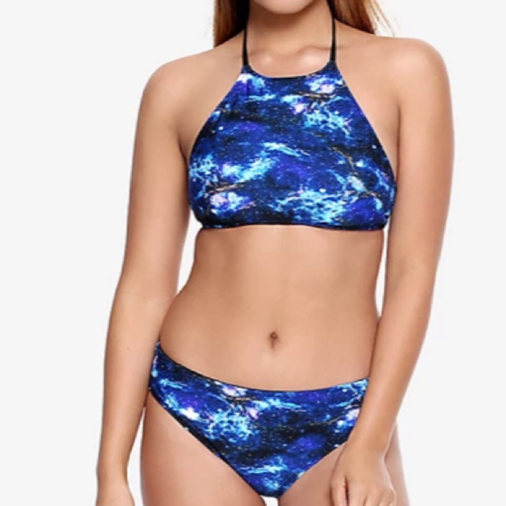 Galaxy‎ Print Black Reversible Swim Bottoms Hot Topic